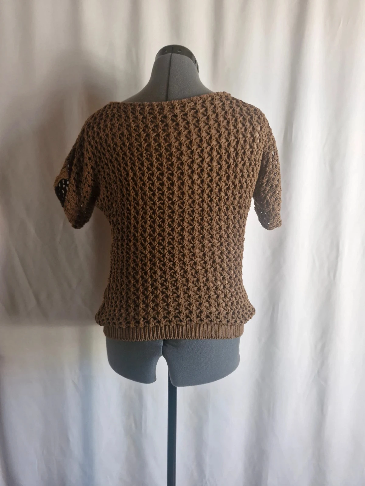 Zara short sleeve openwork sweater brown  – Size S – Fancy knit – photo 4